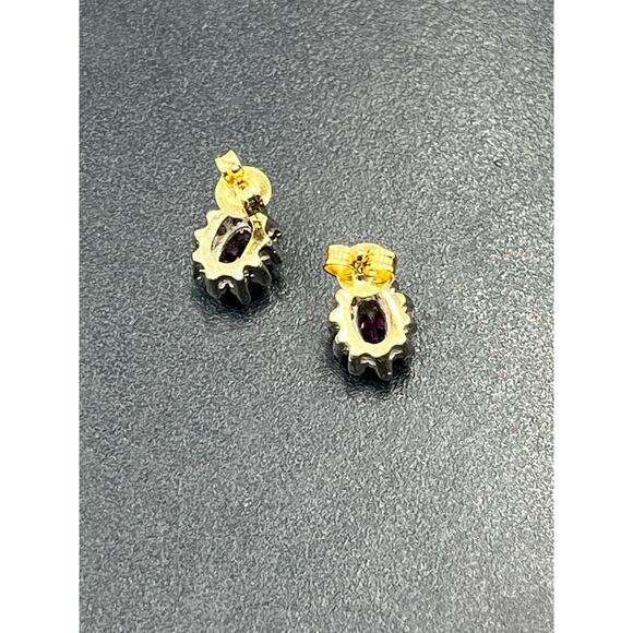 Vintage 14k Two Tone Gold Genuine
Ruby & Diamond Halo Stud Small Earrings - Picture 7 of 16